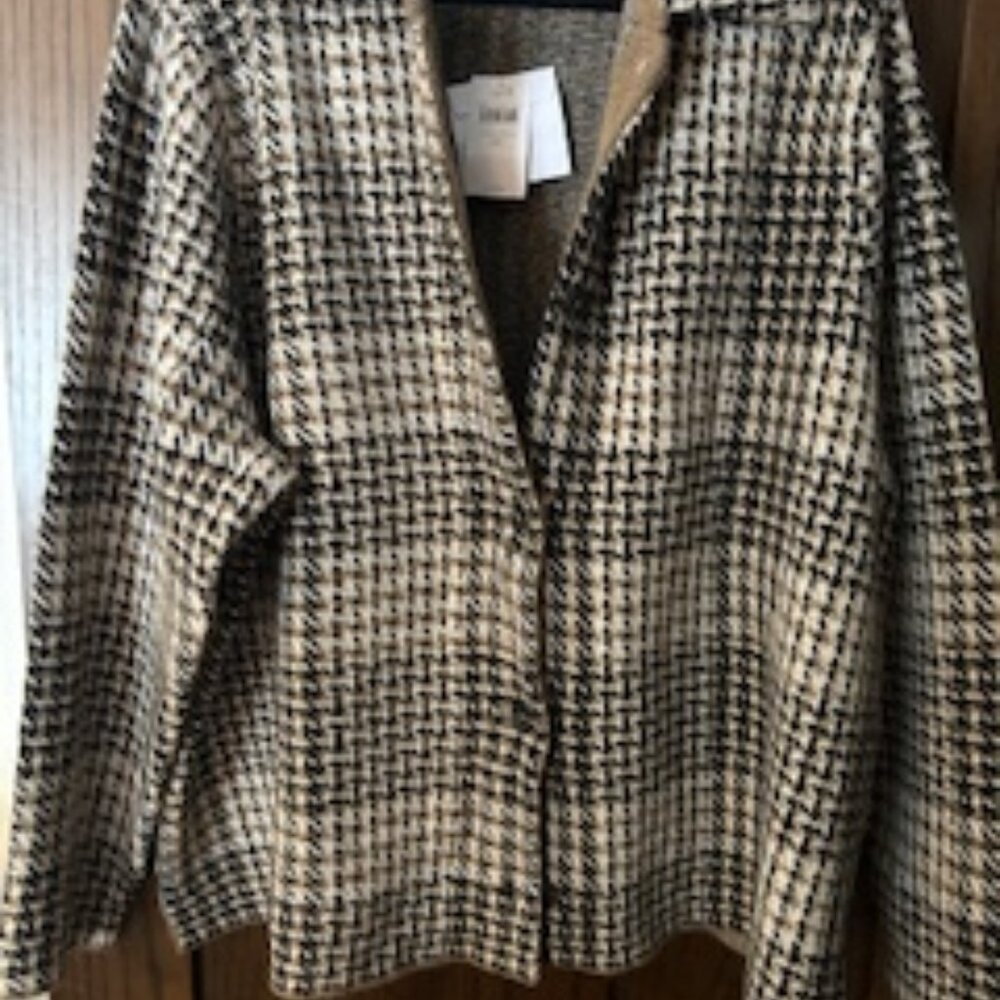 J.Jill Plaid Sweater Jacket Houndstooth Knit Cardigan - NWT
